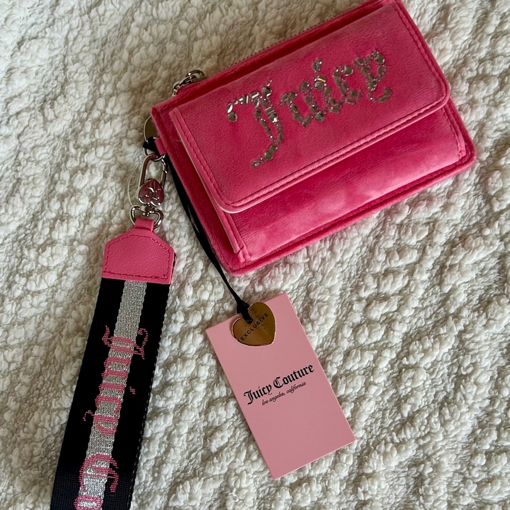 Juicy Couture All That Glitters Wristlet Dual Fold Wallet In Pink Lemonade Y2K